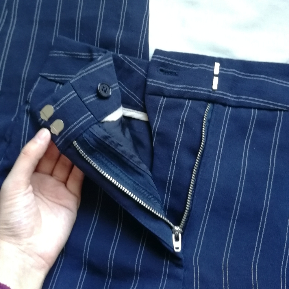 WILFRED Blue White Stripe Tie Front Jallade Work Pants Size 4 Aritzia NO TIE - Picture 5 of 9